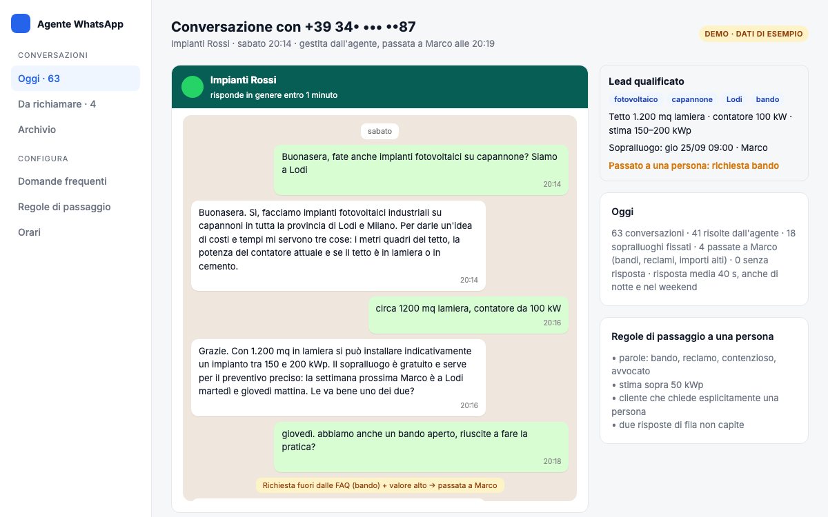 Agente WhatsApp che risponde 24/7