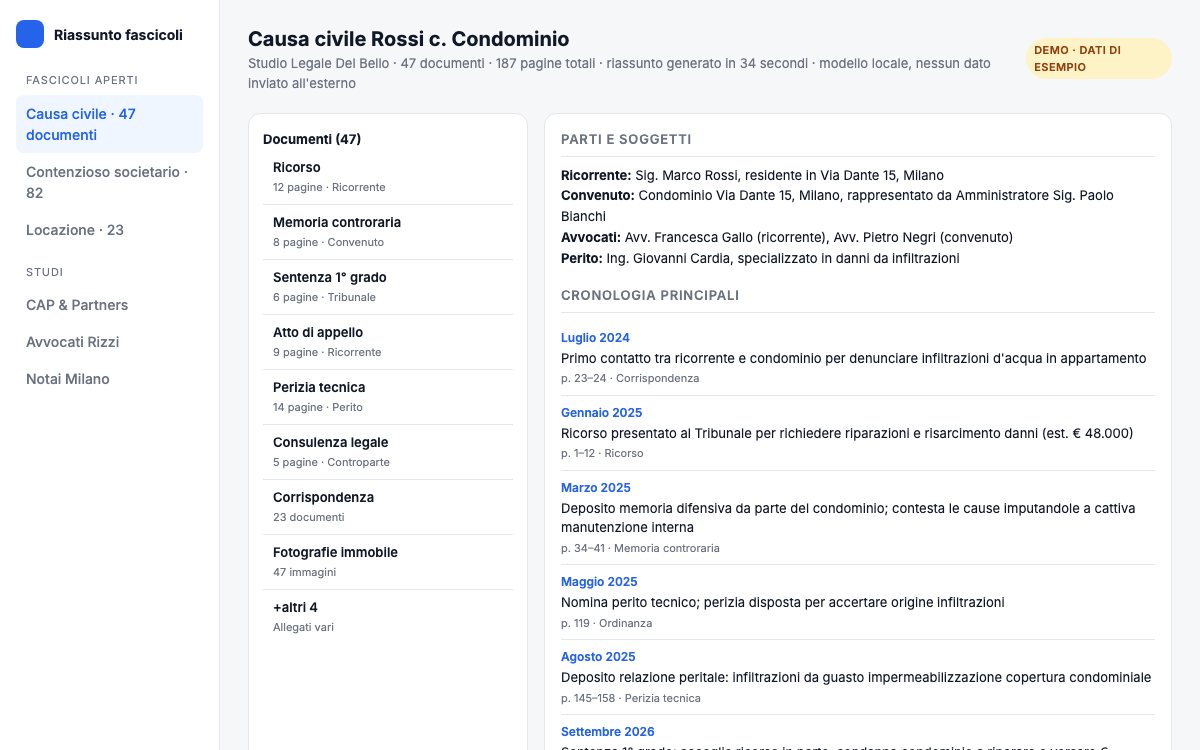 Riassume riunioni e pratiche